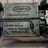 White Red Metro Ambulance 2003 Matchbox Emergency Diecast Car