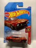 Red Custom Ford Maverick HW Flames GHF52 D7C6 2018 Long Card Hot Wheels Diecast Car