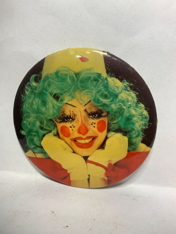 French TV Clown Female  Button Pinback