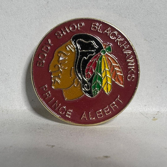 Body Shop Blackhawks Prince Albert Hockey  Lapel Pin