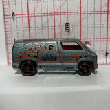 Grey Flames Custom '77 Dodge Van New Mdels Series Hot Wheels Diecast Car