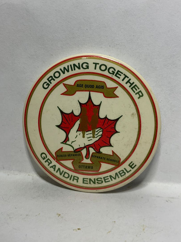Growing together Grandir Ensemble  Button Pinback