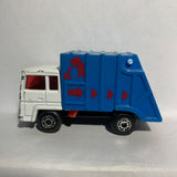 White Blue Refuse Truck #38 Superfast Matchbox Diecast Car