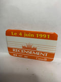 Recensement June 1991 Statistics Canada  Button Pinback