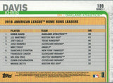 #189 Khris Davis Oakland Athletics 2019 Topps Series 1 Baseball