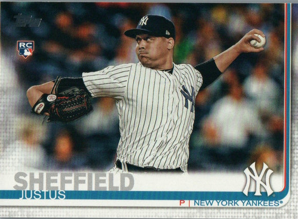 #306 Justus Sheffield New York Yankees RC 2019 Topps Series 1 Baseball