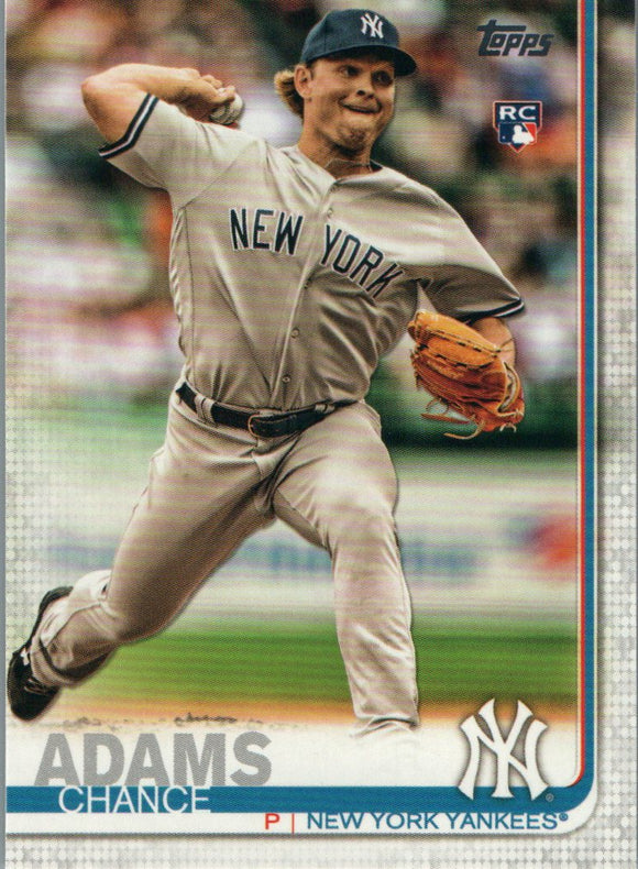 #98 Chance Adams New York Yankkes RC 2019 Topps Series 1 Baseball Card