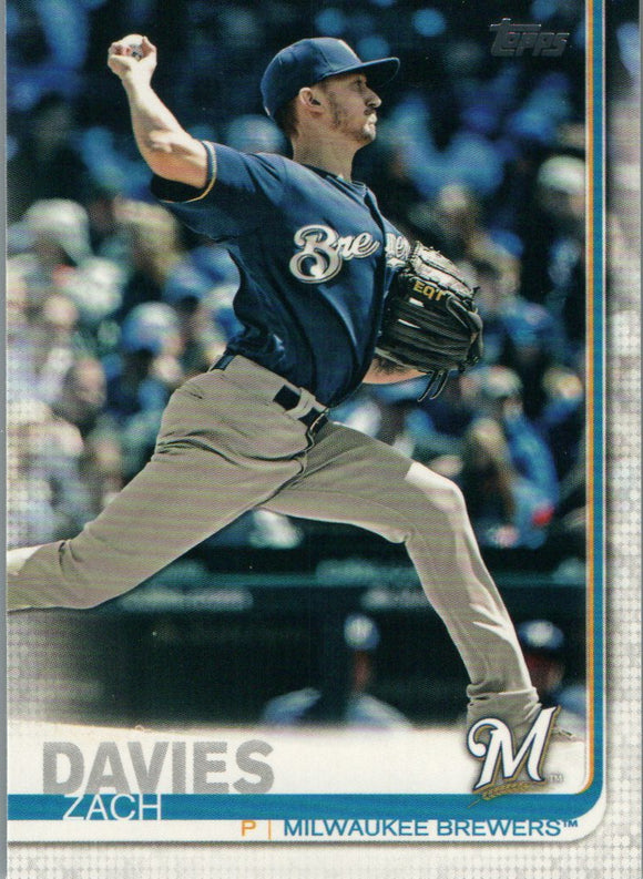 #122 Zach Davies Milwaukee Brewers 2019 Series 1 Topps Baseball