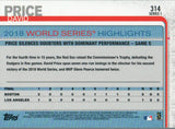 #314 David Price 2018 World Series Highlights Boston Red Sox 2019 Topps Series 1 Baseball Card
