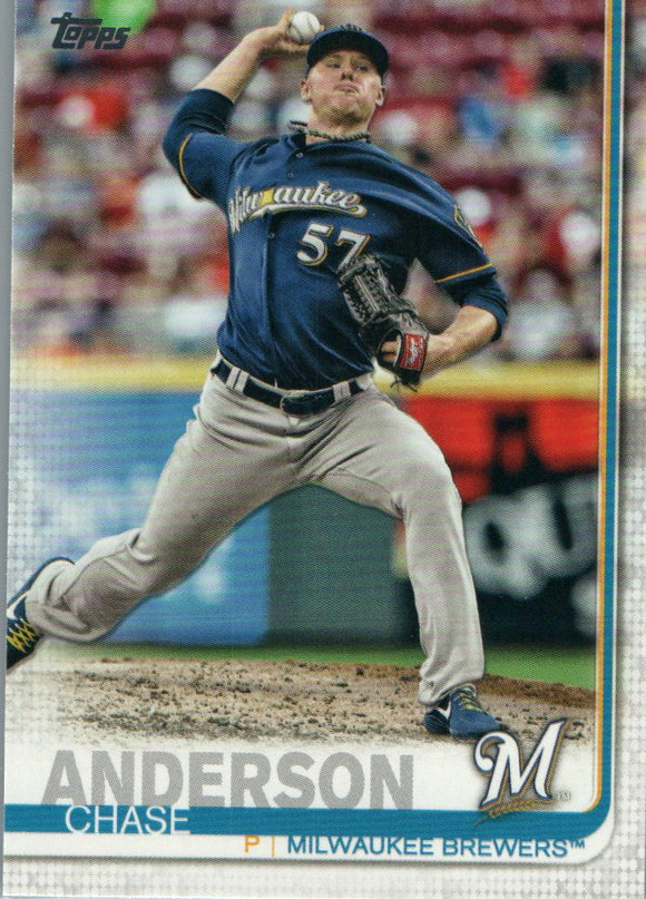 #5 Chase Anderson Milwaukee Brewers 2019 Topps Series 1 Baseball Card