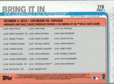 #216 Bring It On National League Colorado Diamondbacks 2019 Topps Series 1 Baseball Card