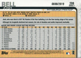 #208 Josh Bell 0698/2019 Gold Pittsburgh Pirates 2019 Topps Series 1 Baseball Card