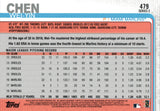 #479 Wei-Yin Chen Miami Marlins 2019 Topps Series 2 Baseball Card