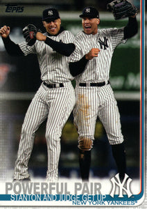 #444 Powerful Pair Stanton and Judge New York Yankees 2019 Topps Series 2 Baseball Card
