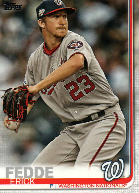 #398 Erick Fedde Washington Nationals 2019 Topps Series 2 Baseball Card