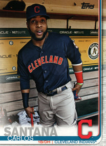 #585 Carlos Santana Cleveland Indians 2019 Topps Series 2 Baseball Card