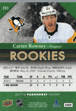 #281 Carter Rowney Rookie Pittsburgh Penguins 2017-18 Parkhurst Hockey Card
