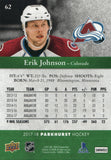 #62 Erik Johnson Colorado Avalanche 2017-18 Parkhurst Hockey Card