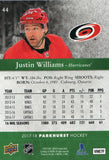 #44 Justin Williams Carolina Hurricanes 2017-18 Parkhurst Hockey Card