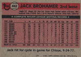 #462 Jack Brohamer Cleveland Indians 1981 Topps Baseball Card DAL