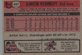 #447 Junior Kennedy Cincinnati Reds 1981 Topps Baseball Card DAL