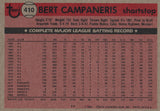 #410 Bert Campaneris Los Angeles Angels 1981 Topps Baseball Card DAM