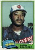 #542 Larry Bradford Atlanta Braves 1981 Topps Baseball Card DAM