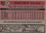 #397 Julio Cruz Seattle Mariners 1981 Topps Baseball Card DAN