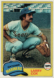 #249 Larry Cox Seattle Mariners 1981 Topps Baseball Card DAN