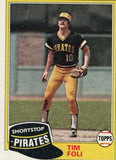 #501 Tim Foli Pittsburgh Pirates 1981 Topps Baseball Card DAN