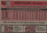 #314 Rich Dauer Baltimore Orioles 1981 Topps Baseball Card DAO