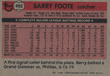 #492 Barry Foote Chicago Cubs 1981 Topps Baseball Card DAO