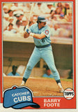 #492 Barry Foote Chicago Cubs 1981 Topps Baseball Card DAO
