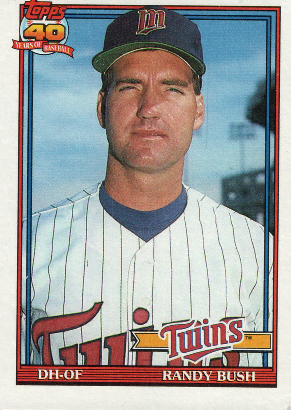 #124 Randy Bush Minnesota Twins 1991 Topps Baseball Card DAO