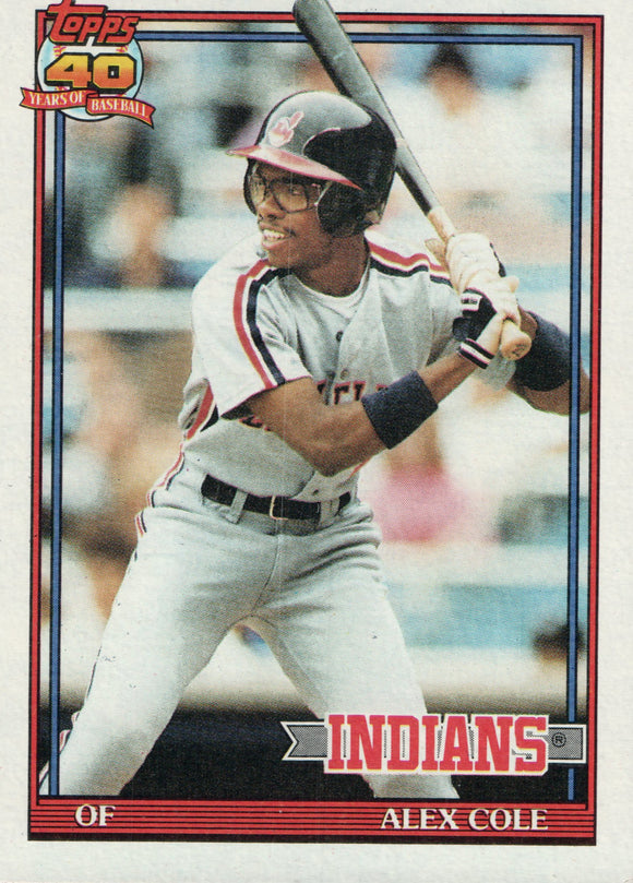 #421 Alex Cole Cleveland Indians 1991 Topps Baseball Card DAP