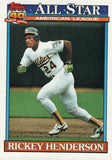 #391 Rickey Henderson Oakland Athletics 1991 Topps Baseball Card DAP