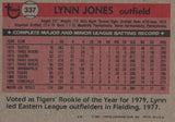 #337 Lynn Jones Detroit Tigers 1991 Topps Baseball Card DAP