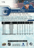 #178 Brandon Sutter Vancouver Canucks 2016-17 Uppr Deck Series 1 Hockey Card DAQ