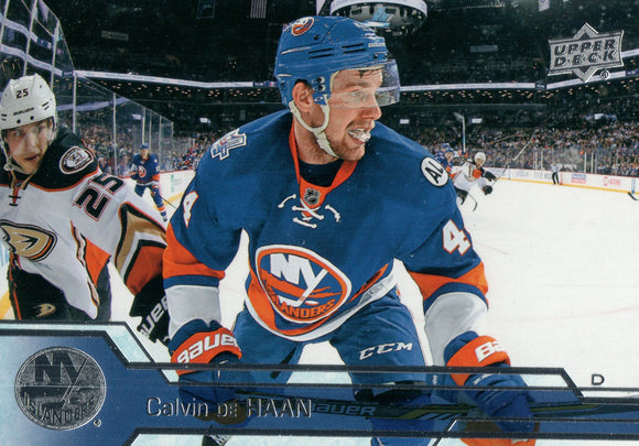 #119 Calvin De Haan New York Islanders 2016-17 Upper Deck Series 1 Hockey Card DAR