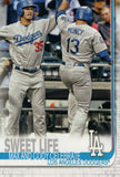 #202 Max and Cody Celebrate Sweet Life Los Angeles Dodgers 2019 Topps Series 1 Baseball Card DAX