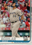 #287 Jesus Aguilar Milwaukee Brewers 2019 Topps Series 1 Baseball Card EAC