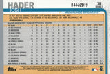 #30 Josh Hader 1444/2019 Gold Milwaukee Brewers 2019 Topps Series 1 Baseball Card EAE