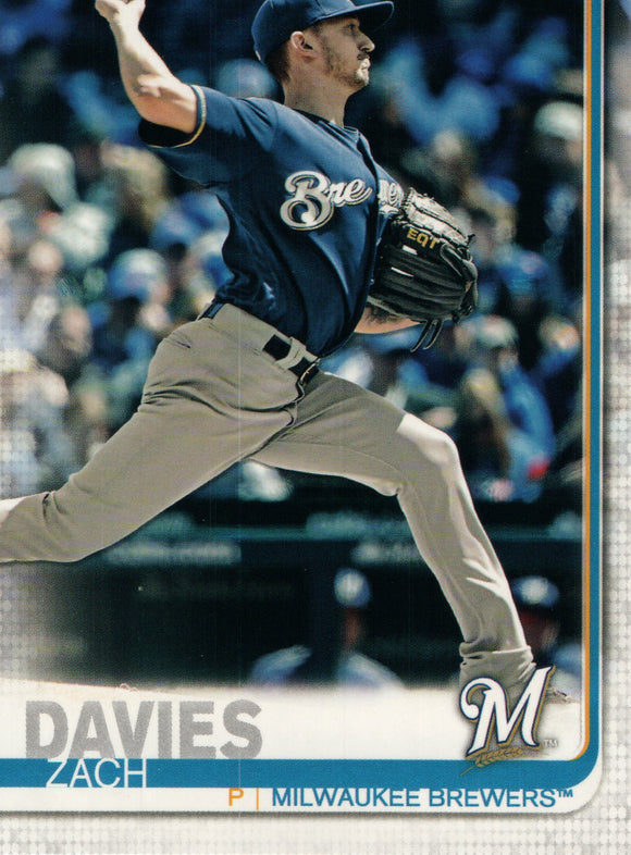#122 Zach Davies Milwaukee Brewers 2019 Topps Series 1 Baseball Card EAF