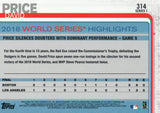 #314 David Price 2018 World Series Highlights Boston Red Sox 2019 Topps Series 1 Baseball Card EAF