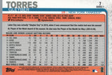 #7 Gleyber Torres Trophy New York Yankees 2019 Topps Series 1 Baseball Card EAI