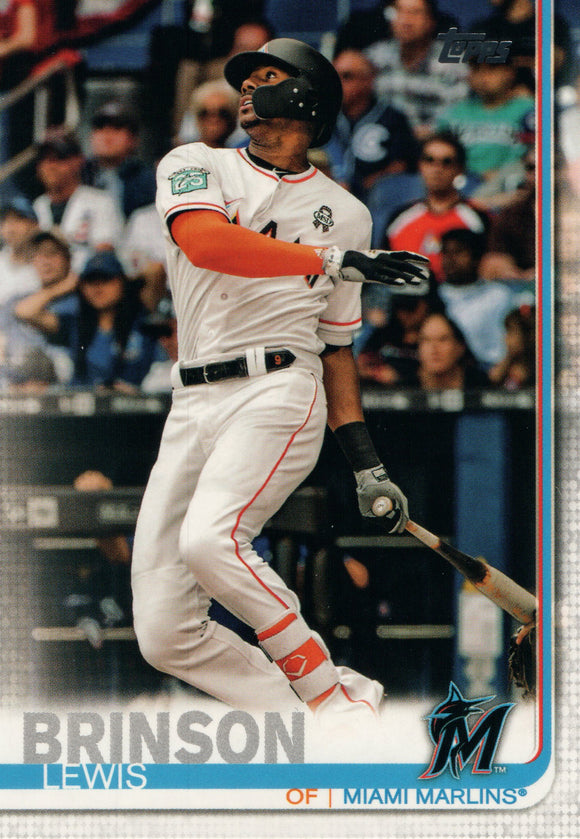 #296 Lewis Brinson Miami Marlins 2019 Topps Series 1 Baseball Card EAI