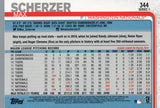 #344 Max Scherzer Washington Nationals 2019 Topps Series 1 Baseball Card EAK