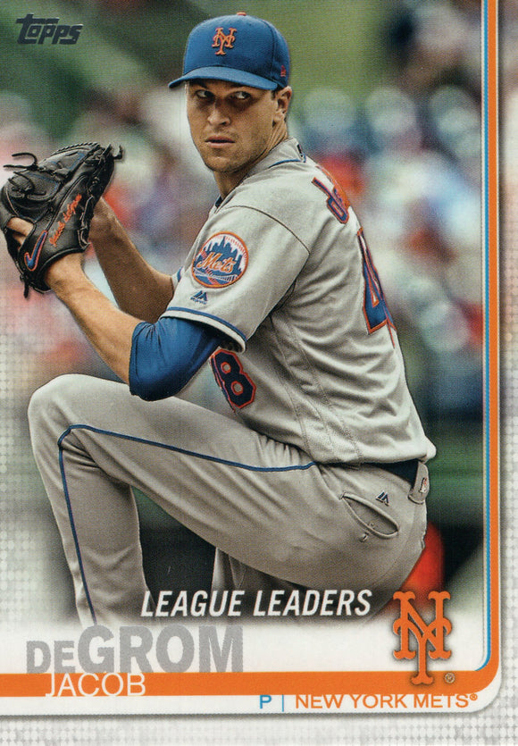 #19 Jacob DeGrom League Leaders New York Mets 2019 Topps Series 1 Baseball Card EAN