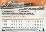 #100 Giancarlo Stanton Miami Marlins 2018 Topps Series 1 Baseball Card EAP