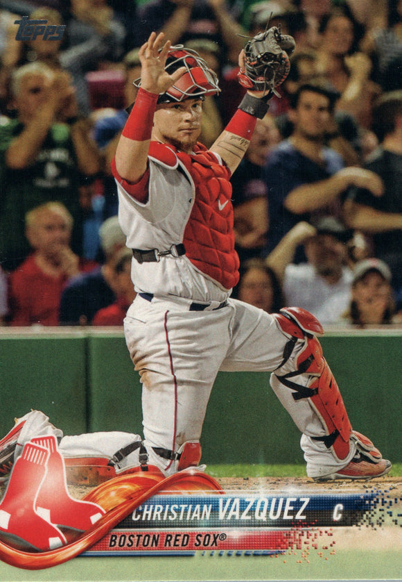 #103 Christian Vazquez Boston Red Sox 2018 Topps Series 1 Baseball Card EAR